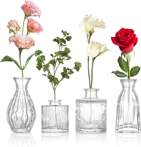 Glass bud vases set 4 - set, of